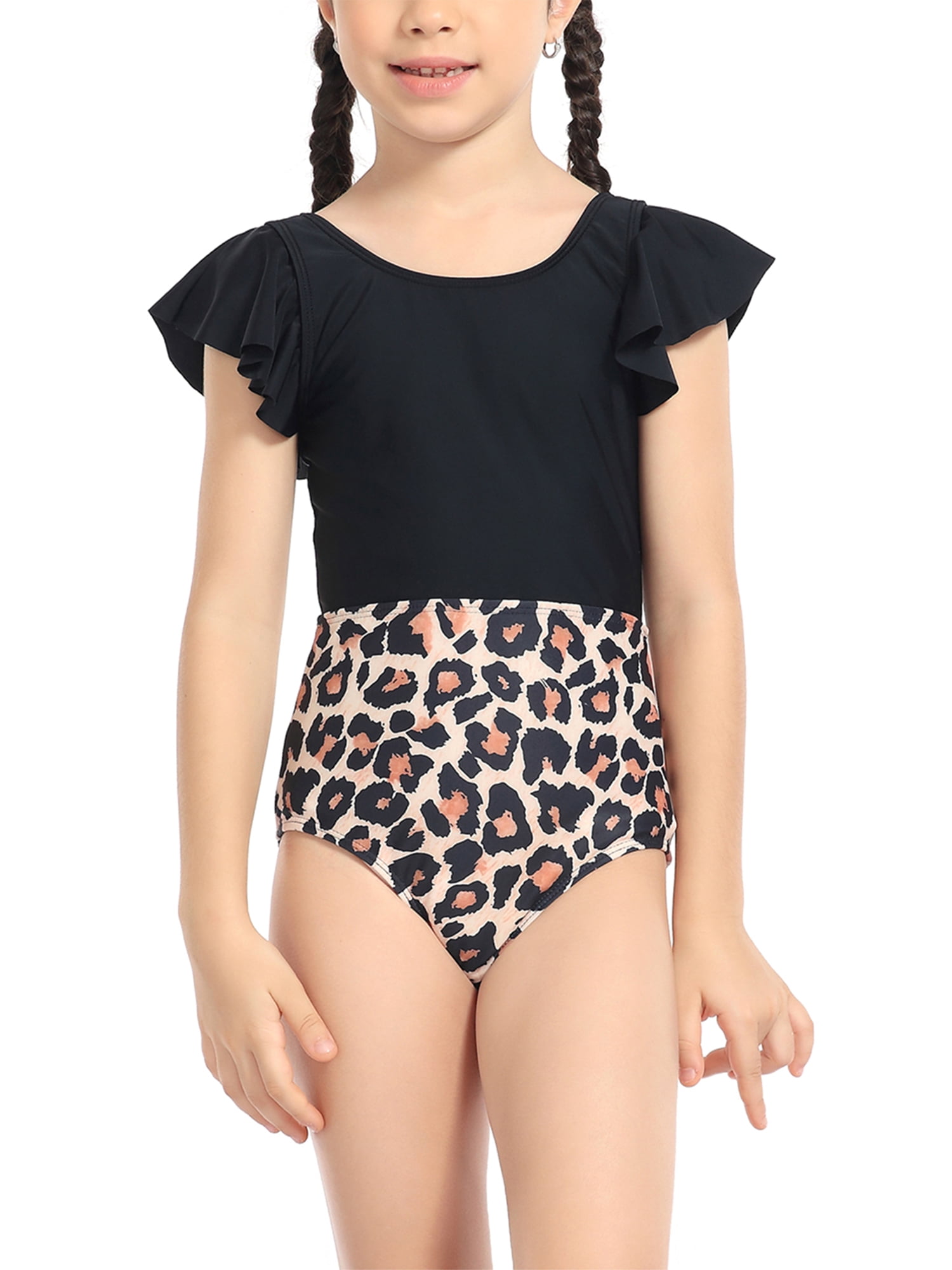 SO Kohls Girls Size 12 One Piece Swimsuit Multicolored Leopard Print  Swimwear