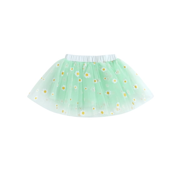 Bagilaanoe Little Girls Skirt Elastic Waist Flower Print Tulle Skirt 3T 4T 5T 6T 7T Kids Summer Tutu Skirt