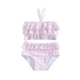 thumbnail image 1 of Bagilaanoe Little Girls Swimsuits 2 Piece Bikinis Set Toddler Plaid Print Crop Tops + Ruffled Shorts 2T 3T 4T 5T 6T 7T Kids Swimwear Bathing Suit Beachwear, 1 of 8