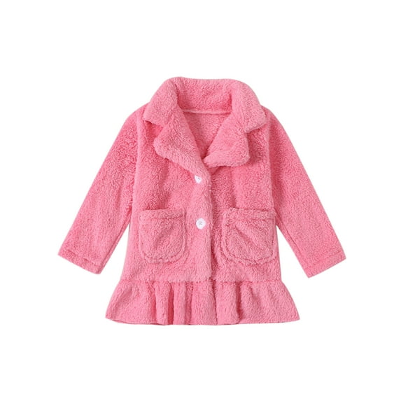 Bagilaanoe Little Girls Winter Plush Coat Toddler Long Sleeve Fleece Jacket 4T 5T 6T Kids Fall Warm Outwear
