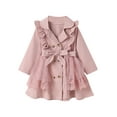 thumbnail image 1 of Bagilaanoe Little Girls Winter Trench Coat Jacket Long Sleeve Lace Mesh Patchwork Jacket with Belt 2T 3T 4T 5T 6T 7T Kids Fall Casual Windbreaker Outwear, 1 of 9
