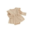 thumbnail image 1 of Bagilaanoe Newborn Autumn Outfits Baby Girl Rompers Dress Ruffle Long Sleeve Bodysuit 6M 12M 18M 24M Infant Patchwork A-line Dresses, 1 of 9