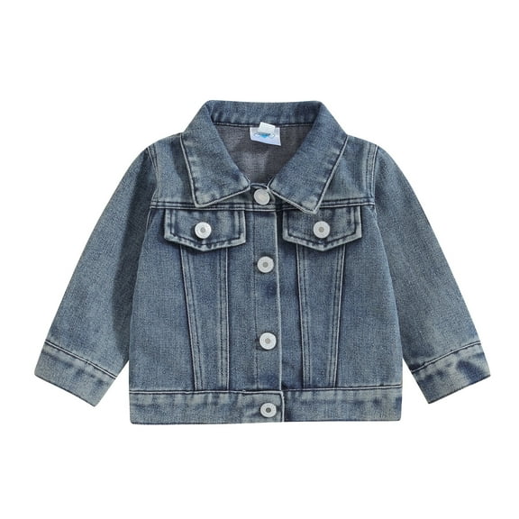Bagilaanoe Newborn Baby Boy Denim Jacket Letter Embroidery Long Sleeve Shacket Coat 3M 6M 12M 18M Infant Fall Casual Outwear