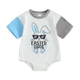 thumbnail image 1 of Bagilaanoe Newborn Baby Boy Easter Rompers Letter Print Short Sleeve Bodysuits 3M 6M 12M 18M Infant Casual One Piece Short Jumpsuit, 1 of 8