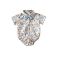 thumbnail image 1 of Bagilaanoe Newborn Baby Boy Easter Rompers Print Short Sleeve Bodysuits with Bowtie 3M 6M 9M 12M 18M Infant Summer Casual One Piece Short Jumpsuit, 1 of 9