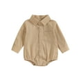 thumbnail image 1 of Bagilaanoe Newborn Baby Boy Gentleman Clothes Rompers Shirts Solid Color Long Sleeve Bodysuits 6M 12M 18M 24M Infant One Piece Short Jumpsuit, 1 of 8