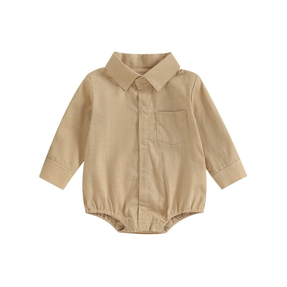 Bagilaanoe Newborn Baby Boy Gentleman Clothes Rompers Shirts Solid Color Long Sleeve Bodysuits 6M 12M 18M 24M Infant One Piece Short Jumpsuit
