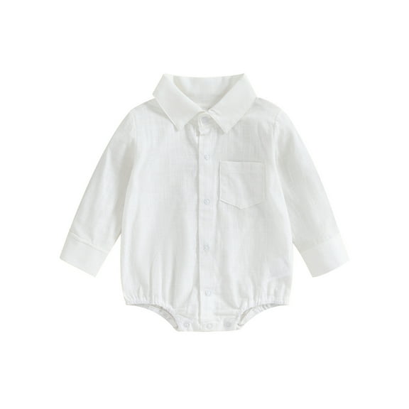 Bagilaanoe Newborn Baby Boy Gentleman Clothes Rompers Shirts Solid Color Long Sleeve Bodysuits 6M 12M 18M 24M Infant One Piece Short Jumpsuit