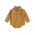 thumbnail image 1 of Bagilaanoe Newborn Baby Boy Gentleman Clothes Rompers Shirts Solid Color Long Sleeve Bodysuits 6M 12M 18M 24M Infant One Piece Short Jumpsuit, 1 of 8
