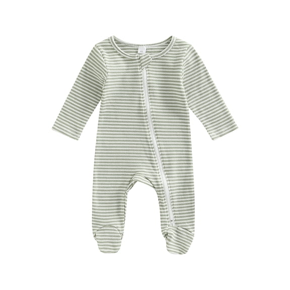 Bagilaanoe Newborn Baby Boy Girl Casual Romper 3M 6M 9M Long Sleeve Stripe Printed Feet-Covered Long Jumpsuit