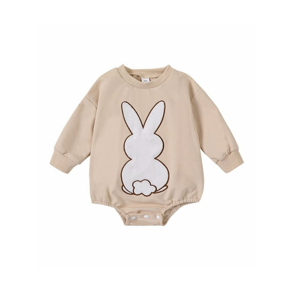 Bagilaanoe Newborn Baby Boy Girl Easter Romper Sweatshirt Long Sleeve Bodysuits Bunny Embroidery Pullover 3M 6M 12M 18M Infant Casual Tee Tops
