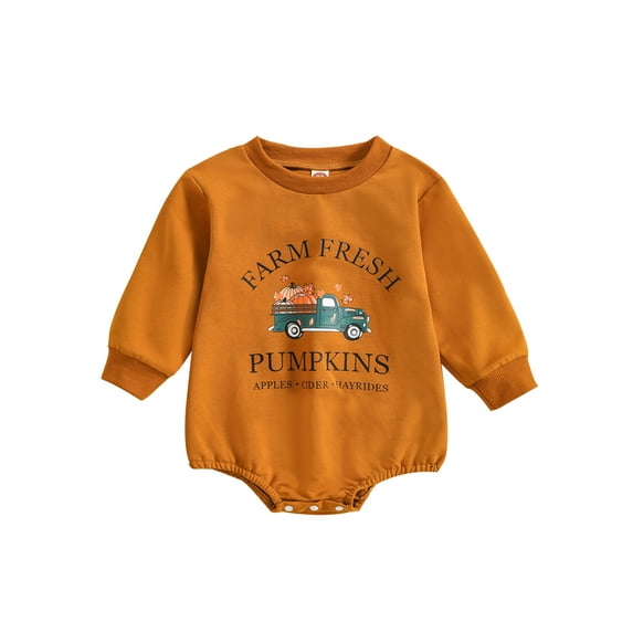 Bagilaanoe Newborn Baby Boy Girl Halloween Romper Sweatshirt Long Sleeve Bodysuit Pumpkin Letter Print Pullover 3M 6M 12M 18M 24M Infant Casual Tee Tops