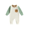 thumbnail image 1 of Bagilaanoe Newborn Baby Boy Girl Jumpsuits Contrast Color Long Sleeve Bodysuits 3M 6M 12M 18M 24M Infant Casual One Piece Rompers, 1 of 8