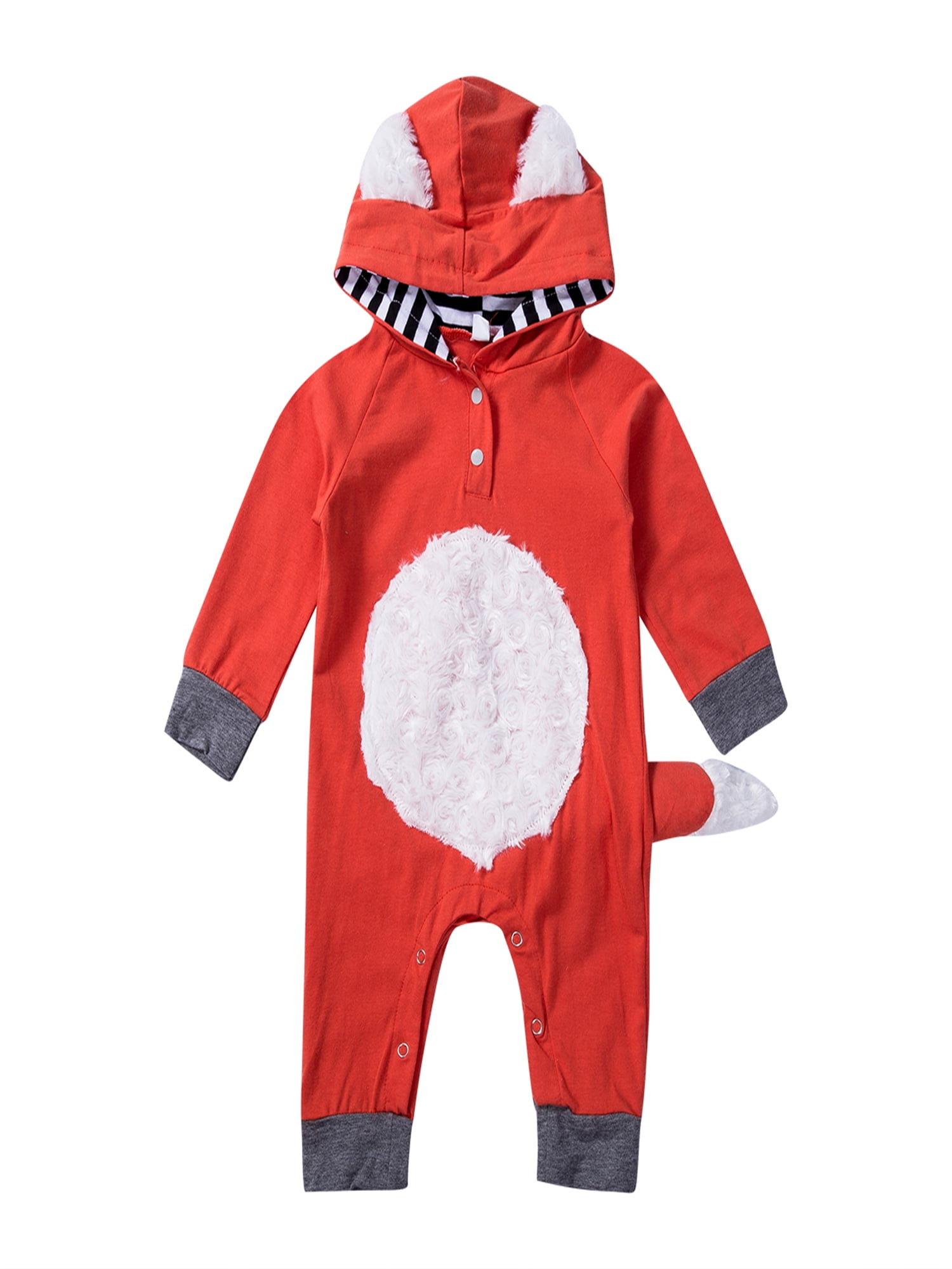 Bagilaanoe Newborn Baby Boy Girl Kids Fox Bodysuit Romper Jumpsuit Hooded Pajamas