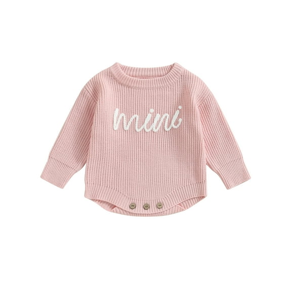 Bagilaanoe Newborn Baby Boy Girl Knitted Rompers Sweater Long Sleeve Letter Embroidery Bodysuits3M 6M 9M 12M 24M Infant Warm Jumpers Tops Fall Loose Knitwear