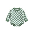 thumbnail image 1 of Bagilaanoe Newborn Baby Boy Girl Romper Sweatshirt Long Sleeve Bodysuit Checkerboard Print Pullover 6M 12M 18M 24M Infant Casual Tee Tops, 1 of 8