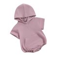 thumbnail image 1 of Bagilaanoe Newborn Baby Boy Girl Rompers Short Sleeve Hood Bodysuits 3M 6M 12M 18M Infant Summer One Piece Jumpsuit, 1 of 9