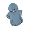 thumbnail image 1 of Bagilaanoe Newborn Baby Boy Girl Rompers Short Sleeve Hood Bodysuits 3M 6M 12M 18M Infant Summer One Piece Jumpsuit, 1 of 9