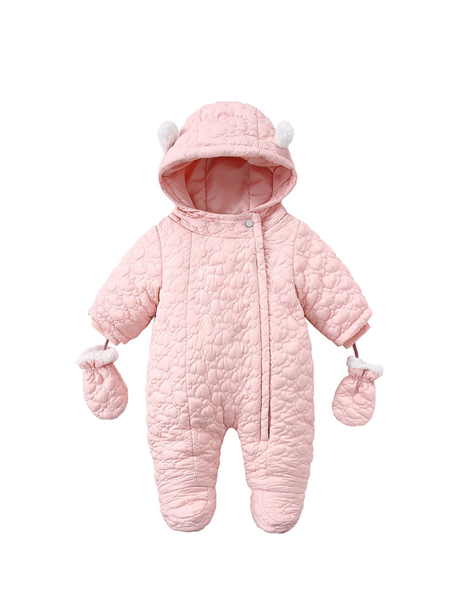 Bagilaanoe Newborn Baby Boy Girl Snowsuits Quilted Feeted Jumpsuit