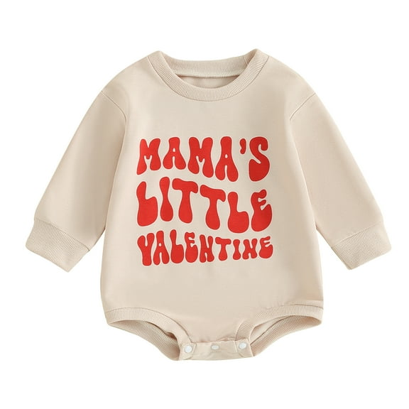 Bagilaanoe Newborn Baby Boy Girl Valentine’s Day Romper Sweatshirt Long Sleeve Bodysuits Letter Print Pullover 3M 6M 12M 18M Infant Casual Tee Tops