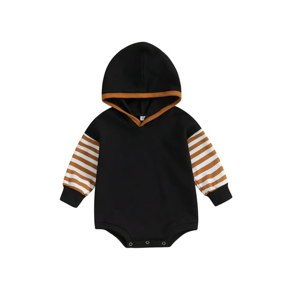 Bagilaanoe Newborn Baby Boy Hooded Romper Sweatshirt Long Sleeve Bodysuits Striped Print Pullover 3M 6M 12M 18M Infant Casual Tee Tops