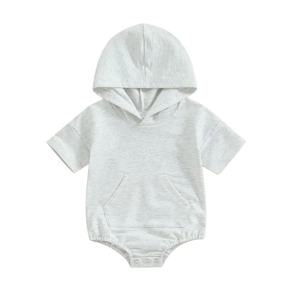 Bagilaanoe Newborn Baby Boy Hooded Rompers Short Sleeve Bodysuits 3M 6M 12M 18M Infant Casual One Piece Short Jumpsuit