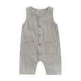 thumbnail image 1 of Bagilaanoe Newborn Baby Boy Jumpsuit 6 12 18 24 Months Infant Outfit Sleeveless Button Down One Piece Romper Playsuit Summer Clothes, 1 of 8