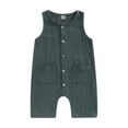 thumbnail image 1 of Bagilaanoe Newborn Baby Boy Jumpsuit 6 12 18 24 Months Infant Outfit Sleeveless Button Down One Piece Romper Playsuit Summer Clothes, 1 of 9