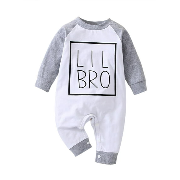 Bagilaanoe Newborn Baby Boy Jumpsuit LIL BRO Letter Print Long Sleeve Bodysuit 3M 6M 9M 12M 18M Infant One Piece Rompers