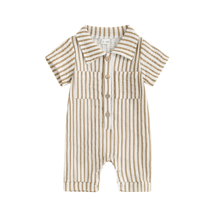 Stripe Pocket Casual Short Sleeve Jumpsuit Stripe Pocket Casual Short Sleeve Jumpsuit