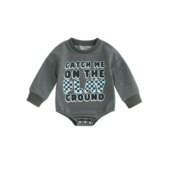 Bagilaanoe Newborn Baby Boy Oversized Romper Sweatshirt Long Sleeve Bodysuit Letter Print Pullover 3M 6M 9M 12M 18M Infant Casual Tee Tops