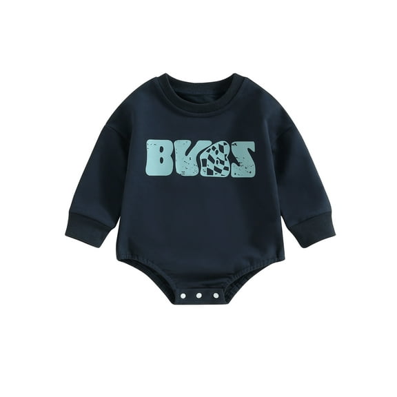 Bagilaanoe Newborn Baby Boy Oversized Romper Sweatshirt Long Sleeve Bodysuit Letter Print Pullover 6M 12M 18M 24M Infant Casual Tee Tops