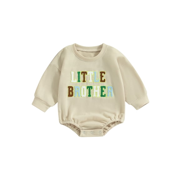 Bagilaanoe Newborn Baby Boy Oversized Romper Sweatshirt Long Sleeve Bodysuits Letter Embroidery Pullover 3M 6M 12M 18M Infant Casual Tee Tops