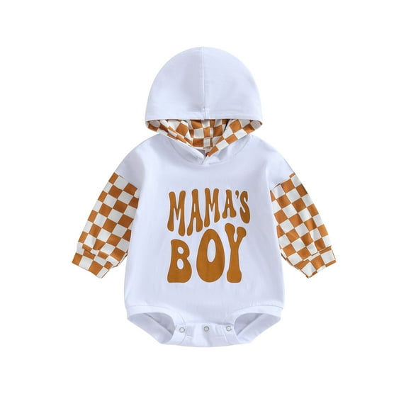 Bagilaanoe Newborn Baby Boy Oversized Romper Sweatshirt Long Sleeve Hood Bodysuits Checkerboard Print Pullover 3M 6M 12M 18M 24M Infant Casual Tee Tops