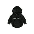 thumbnail image 1 of Bagilaanoe Newborn Baby Boy Oversized Romper Sweatshirt Long Sleeve Hooded Bodysuit Letter Print Pullover 6M 12M 18M 24M Infant Casual Tee Tops, 1 of 7