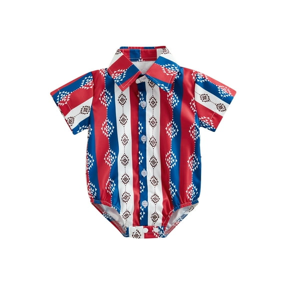 Bagilaanoe Newborn Baby Boy Shirt Rompers Graphic Print Short Sleeve Bodysuits 6M 12M 18M 24M Infant Casual One Piece Short Jumpsuit