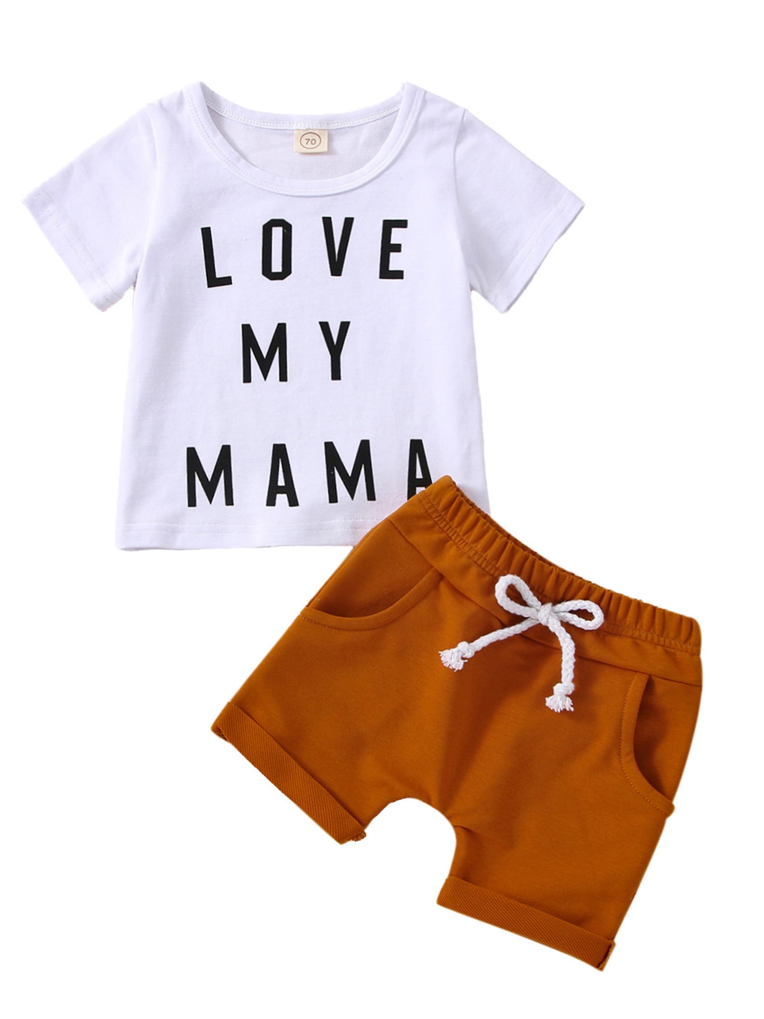 Bagilaanoe Newborn Baby Boy Short Pants Outfits Short Sleeve I LOVE MY