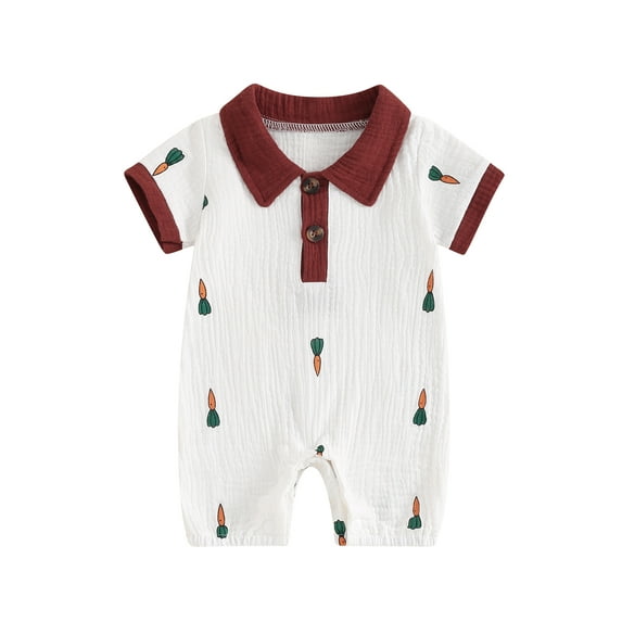 Bagilaanoe Newborn Baby Boy Summer One-pieces Print Short Sleeve Jumpsuit 3M 6M 12M 18M 24M Infant Romper Casual Clothing