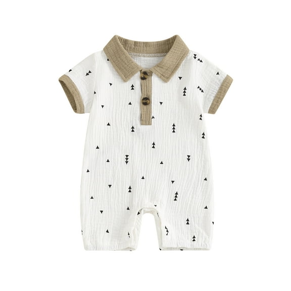 Bagilaanoe Newborn Baby Boy Summer One-pieces Print Short Sleeve Jumpsuit 3M 6M 12M 18M 24M Infant Romper Casual Clothing