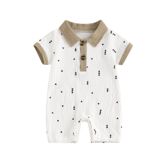 Bagilaanoe Newborn Baby Boy Summer One-pieces Print Short Sleeve Jumpsuit 3M 6M 12M 18M 24M Infant Romper Casual Clothing