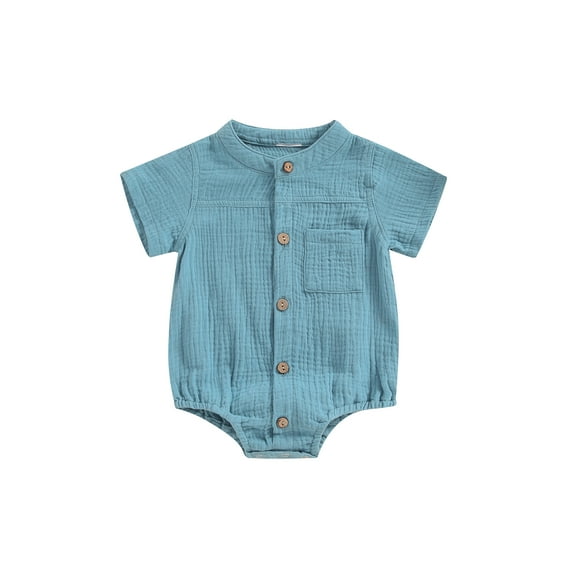 Bagilaanoe Newborn Baby Boy Summer Rompers Short Sleeve Bodysuits 3M 6M 12M 18M Infant Casual One Piece Short Jumpsuit