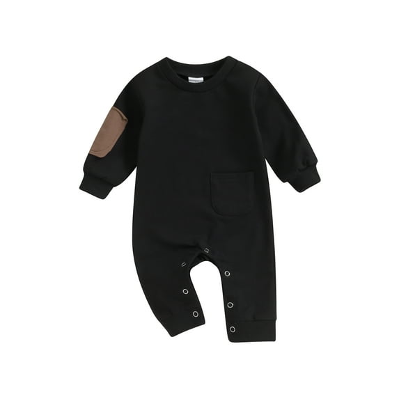 Bagilaanoe Newborn Baby Boys Fall Jumpsuit Patchwork Long Sleeve Bodysuit 3M 6M 12M 18M Infant Casual One Piece Romper