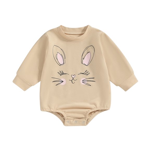 Bagilaanoe Newborn Baby Boys Girl Easter Romper Sweatshirt Long Sleeve Bodysuits Print Pullover 3M 6M 12M 18M Infant Casual Tee Tops