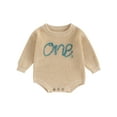 thumbnail image 1 of Bagilaanoe Newborn Baby Boys Girl Knitted Romper Sweater Long Sleeve Bodysuits Letter Embroidered Pullover 9M 12M 18M Infant Warm Jumpers Tops Fall Loose Knitwear, 1 of 9
