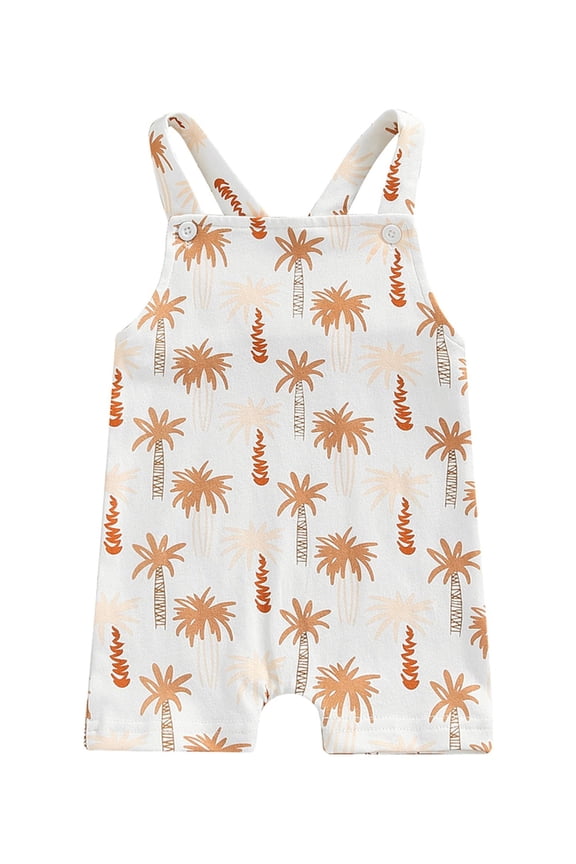 Newborn Baby Boys Girls Jumpsuit Summer Sleeveless Coconut Tree Print Romper for 6M 12M 18M 24M