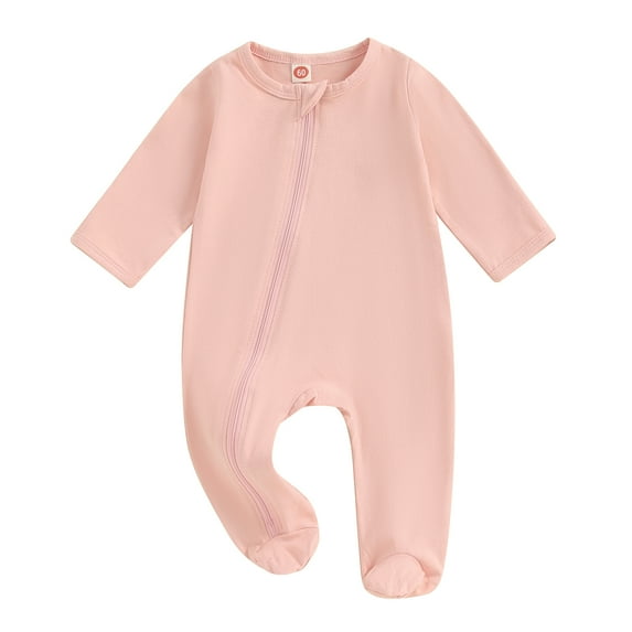 Bagilaanoe Newborn Baby Boys Girls One-pieces Long Sleeve Footie Jumpsuit 3M 6M Infant Zip Up Romper Casual Clothing