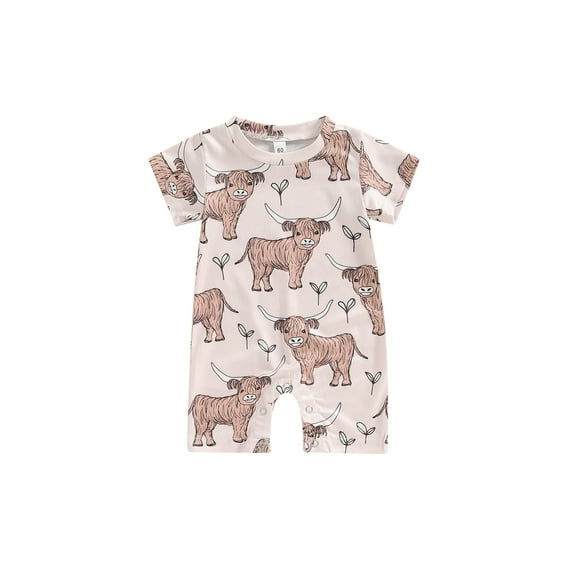 Bagilaanoe Newborn Baby Boys Girls One-pieces Print Short Sleeve Jumpsuit 3M 6M 12M 18M Infant Romper Casual Clothing
