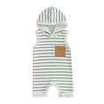 thumbnail image 1 of Bagilaanoe Newborn Baby Boys Hooded Jumpsuit Striped Sleeveless Bodysuit 3M 6M 12M 18M Infant Summer One Piece Romper, 1 of 6