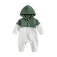 thumbnail image 1 of Bagilaanoe Newborn Baby Boys Hooded Jumpsuits Contrast Color Long Sleeve Bodysuits 3M 6M 12M 18M Infant Zipper One Piece Rompers, 1 of 7