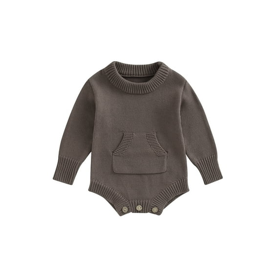 Bagilaanoe Newborn Baby Boys Knitted Rompers Long Sleeve Bodysuit Sweater 3M 6M 12M 18M 24M Infant Fall Ribbed Knitwear